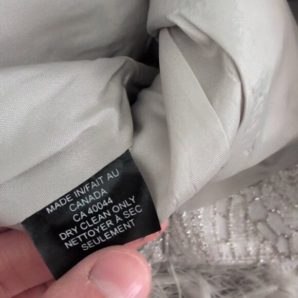 Ross Mayer gold/silver couture two piece suit skirt set With Feather Trim - Picture 17 of 17